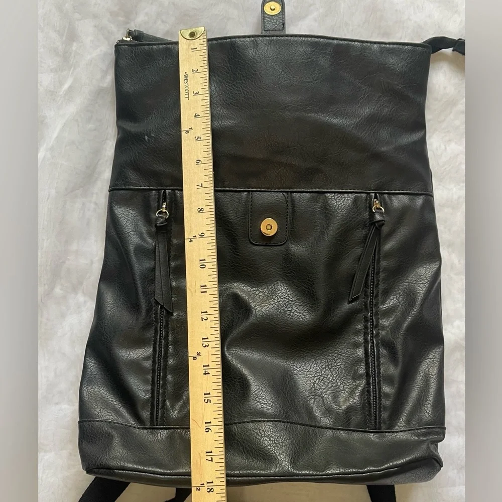 Black‎ Backpack with Fold-Over Flap and Top Handle